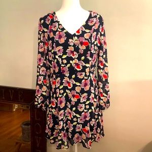 Maurices Open/tie back long sleeve floral dress